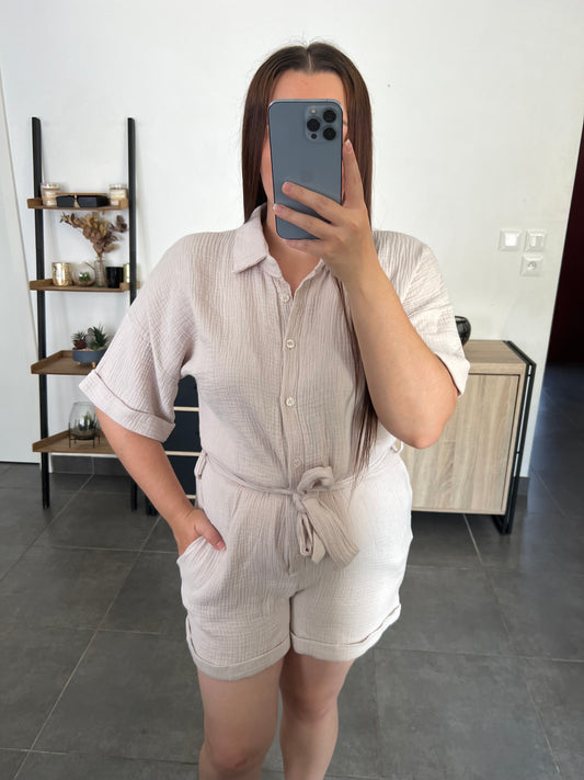 Combinaison gaze de coton beige