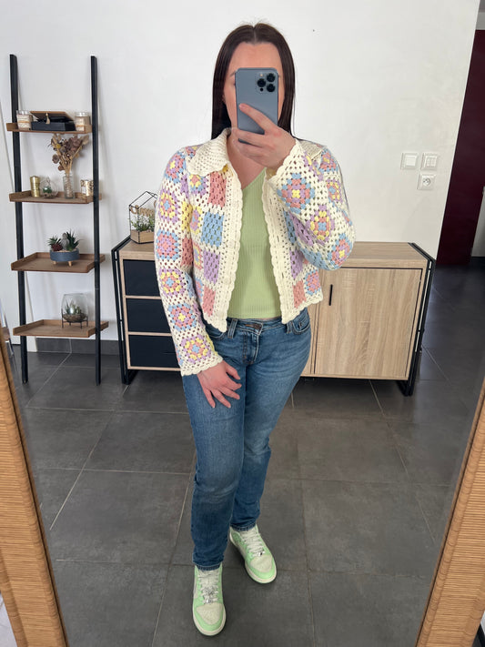 Gilet crochet pastel