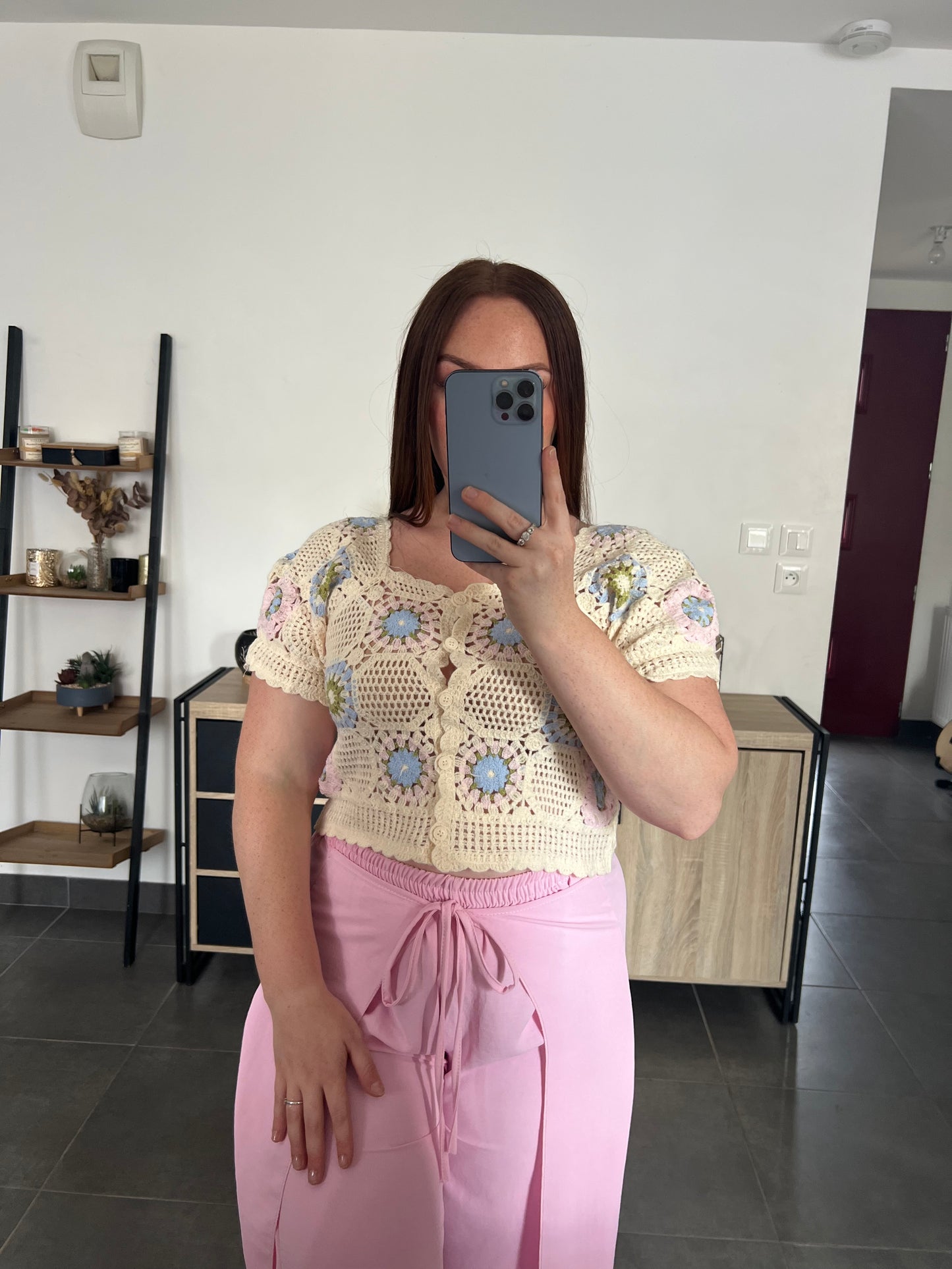 Top crochet bleu