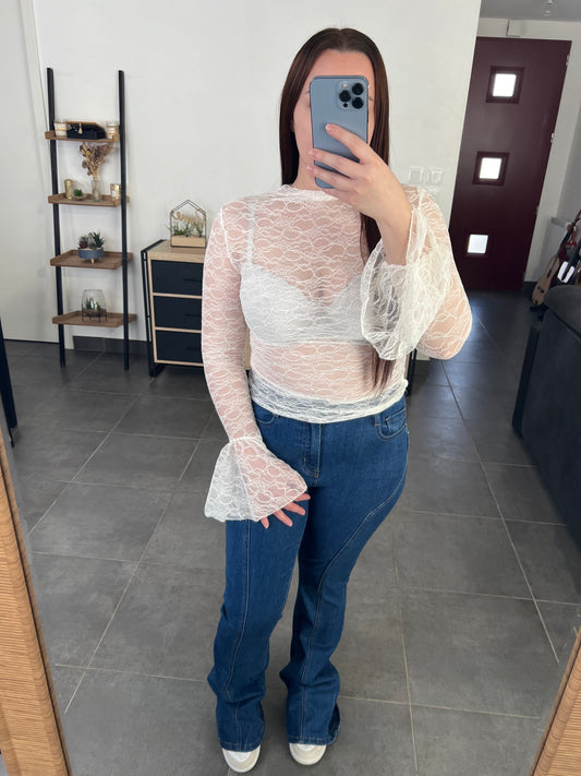 Top en dentelle blanc