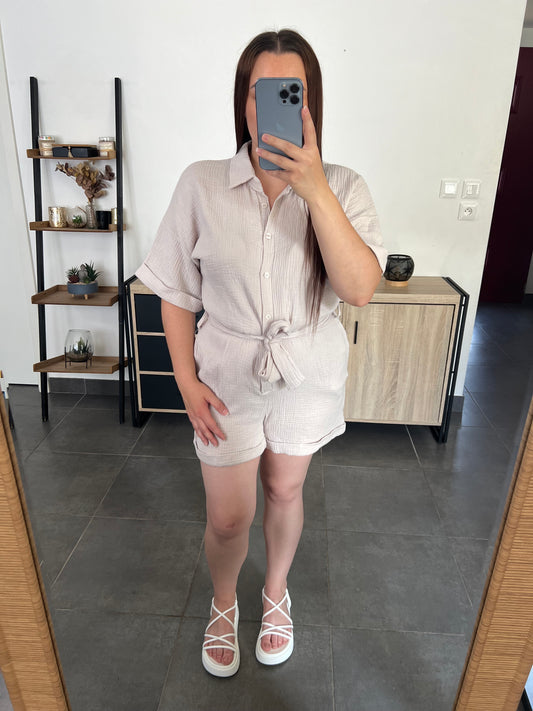 Combinaison gaze de coton beige
