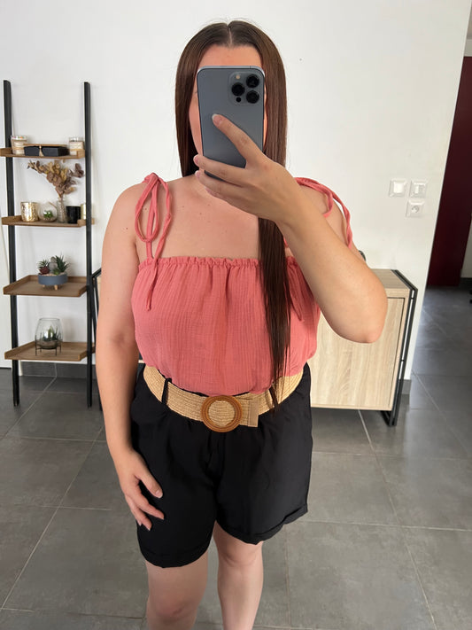Top gaze de coton corail