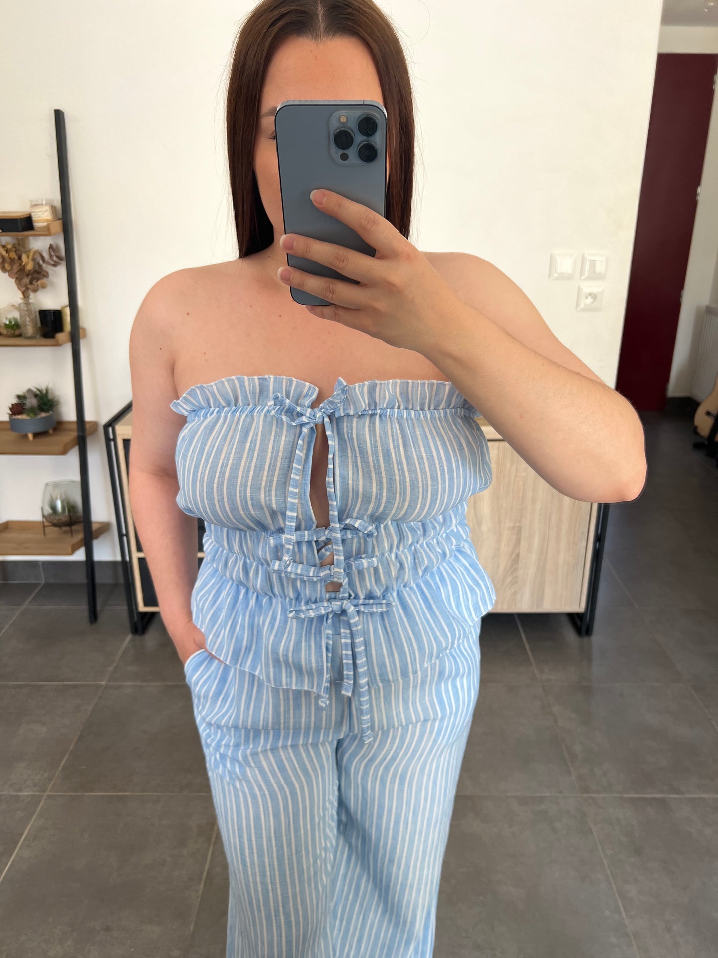 Ensemble rayé bleu
