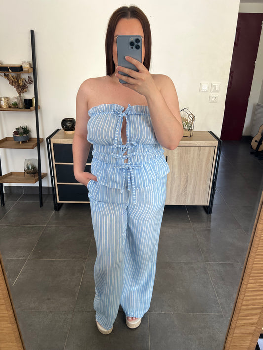 Ensemble rayé bleu