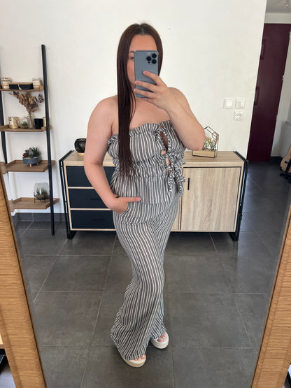 Ensemble rayé gris