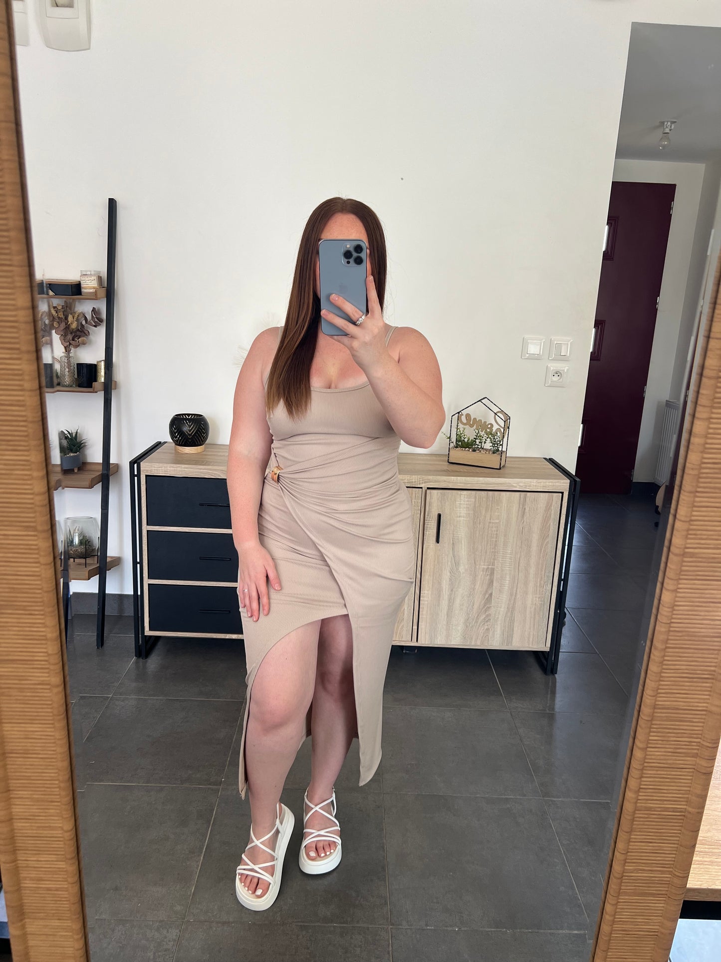 Robe longue beige