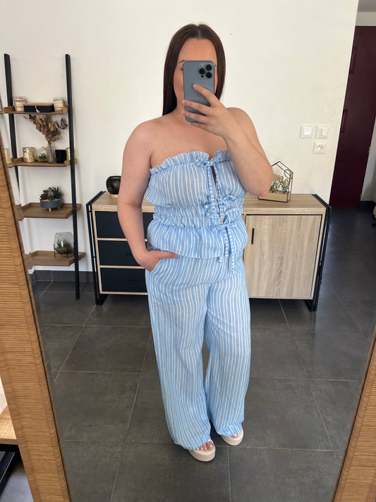 Ensemble rayé bleu