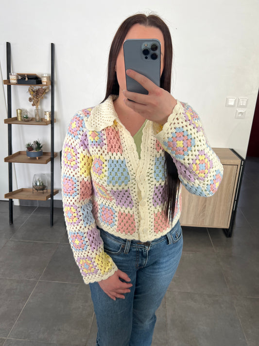 Gilet crochet pastel