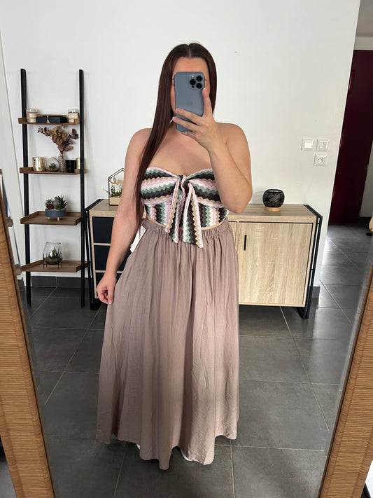Jupe longue taupe