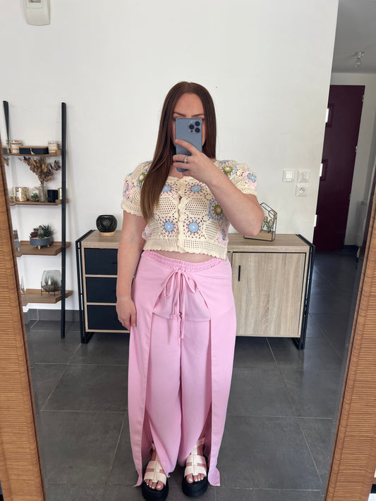Top crochet bleu