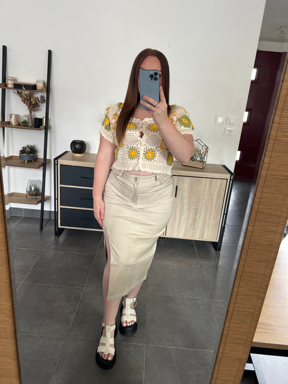 Top crochet jaune