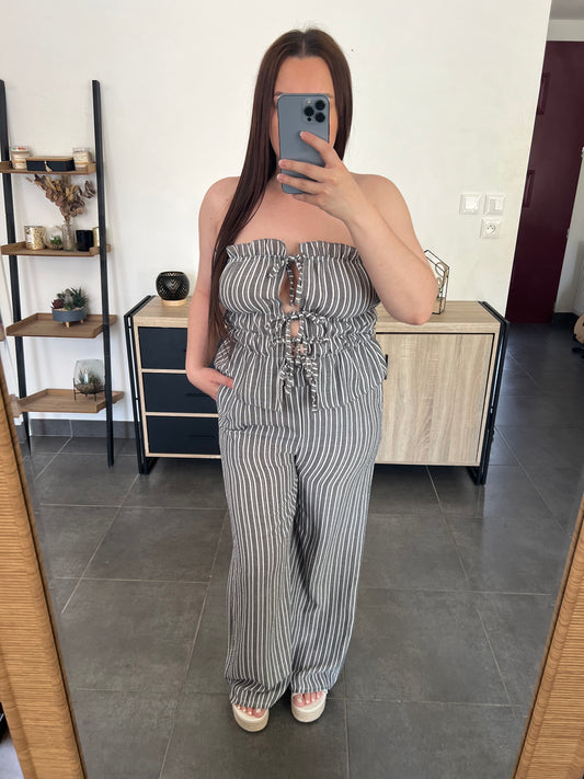 Ensemble rayé gris